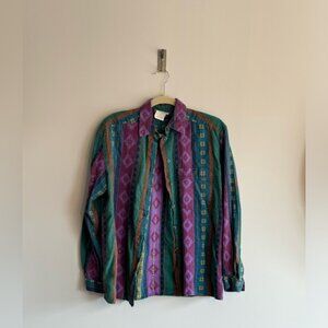 Vintage size small viscose purple buttoned down shirt